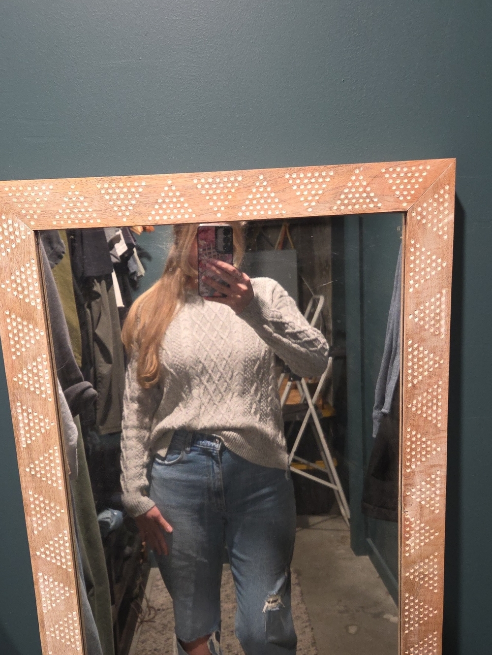 J. Crew Light Gray Cable Knit Crewneck Sweater